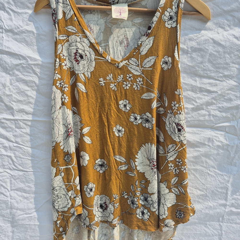 White Birch Yellow Asymmetrical Tank Top